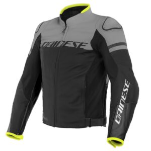 GIACCA MOTO IN PELLE DAINESE AGILE GRIGIO GIALLO FLUO
